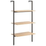 Vidaxl �tag�re inclin�e 3 niveaux marron clair et noir 64x35x120, 5 cm