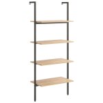 Vidaxl �tag�re inclin�e � 4 niveaux marron clair et noir 64x35x152, 5cm