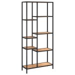 Vidaxl tagre  livres 80x30x180 cm acier et bois d'ingnierie
