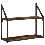 Vidaxl �tag�re murale 2 niveaux ch�ne fum� 60x21x51 cm