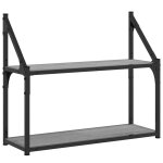 Vidaxl �tag�re murale 2 niveaux sonoma gris 60x21x51 cm