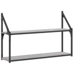 Vidaxl �tag�re murale 2 niveaux sonoma gris 80x21x51 cm
