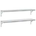 Vidaxl tagres murales 2 pcs 100x23, 5 cm argent acier inoxydable