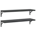 Vidaxl �tag�res murales 2 pcs 100x30 cm noir acier inoxydable