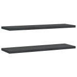 Vidaxl tagres murales 2 pcs 100x30x3 cm noir acier inoxydable
