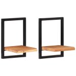 Vidaxl �tag�res murales 2 pcs 25x25x35 cm bois d'acacia et acier