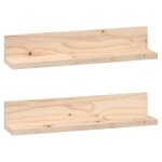 Vidaxl tagres murales 2 pcs 50x11x9 cm bois de pin massif
