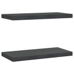 Vidaxl tagres murales 2 pcs 50x23, 5x3 cm noir acier inoxydable