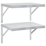 Vidaxl tagres murales 2 pcs 50x40 cm argent acier inoxydable
