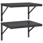 Vidaxl tagres murales 2 pcs 50x40 cm noir acier inoxydable
