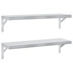 Vidaxl �tag�res murales 2 pcs 75x23, 5 cm argent� acier inoxydable
