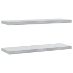 Vidaxl tagres murales 2 pcs 75x23, 5x3 cm argent acier inoxydable