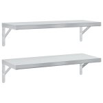 Vidaxl tagres murales 2 pcs 75x30 cm argent acier inoxydable