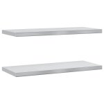 Vidaxl �tag�res murales 2 pcs 75x30 cm argent� acier inoxydable