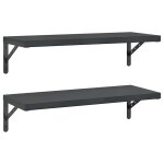 Vidaxl �tag�res murales 2 pcs 75x30 cm noir acier inoxydable