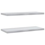 Vidaxl �tag�res murales 2 pcs 75x30x3 cm argent� acier inoxydable