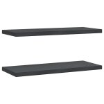 Vidaxl tagres murales 2 pcs 75x30x3 cm noir acier inoxydable