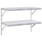 Vidaxl �tag�res murales 2 pcs 75x40 cm argent� acier inoxydable