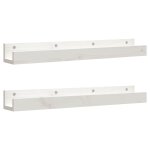 Vidaxl �tag�res murales 2 pcs blanc 80x12x9 cm bois de pin massif