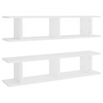 Vidaxl tagres murales 2 pcs blanc 90x18x20 cm bois d'ingnierie