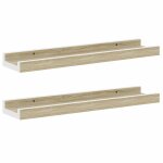Vidaxl �tag�res murales 2 pcs blanc et ch�ne sonoma 40x9x3 cm