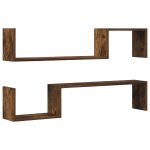 Vidaxl �tag�res murales 2 pcs ch�ne fum� 100x15x20cm bois d?ing�nierie