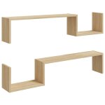 Vidaxl tagres murales 2 pcs chne sonoma 100x15x20cm bois ingnierie