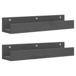 Vidaxl tagres murales 2 pcs gris 50x12x9 cm bois de pin massif
