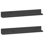 Vidaxl tagres murales 2 pcs gris 80x11x9 cm bois de pin massif