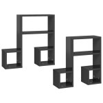 Vidaxl �tag�res murales 2 pcs gris brillant 50x15x50cm bois ing�nierie