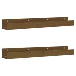 Vidaxl �tag�res murales 2 pcs marron miel 80x12x9cm bois de pin massif