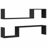 Vidaxl tagres murales 2 pcs noir 100x15x20 cm bois d'ingnierie