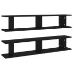Vidaxl tagres murales 2 pcs noir 105x18x20 cm bois d'ingnierie