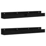 Vidaxl tagres murales 2 pcs noir 80x12x9 cm bois de pin massif
