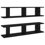 Vidaxl tagres murales 2 pcs noir 90x18x20 cm bois d'ingnierie