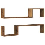Vidaxl �tag�res murales 2 pcs vieux bois 100x15x20cm bois d'ing�nierie