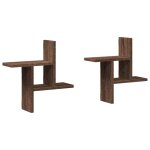 Vidaxl tagres murales 2pcs chne marron 38x12x38cm bois d'ingnierie