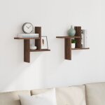 Vidaxl �tag�res murales 2pcs ch�ne marron 38x12x38cm bois d'ing�nierie