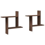 Vidaxl �tag�res murales 2pcs ch�ne marron 50x12x50cm bois d'ing�nierie