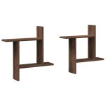Vidaxl tagres murales 2pcs chne marron 50x12x50cm bois d'ingnierie