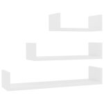 Vidaxl tagres murales 3 pcs blanc bois d'ingnierie