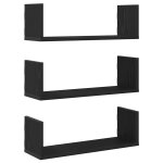 Vidaxl �tag�res murales 3 pcs ch�ne noir 58x18x18 cm bois d'ing�nierie