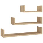 Vidaxl tagres murales 3 pcs chne sonoma bois d'ingnierie