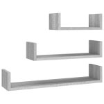Vidaxl �tag�res murales d'affichage 3pcs sonoma gris bois d'ing�nierie