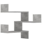 Vidaxl tagres murales d'angle 2 pcs gris bton bois d?ingnierie