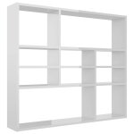 Vidaxl tagre murale blanc brillant 90x16x78 cm bois d?ingnierie