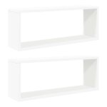 Vidaxl �tag�res murales cube 2 pcs blanc 60x15x23 cm bois d?ing�nierie