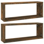 Vidaxl tagres murales cube 2 pcs chne fum 60x15x23 cm bois