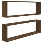 Vidaxl tagres murales cube 2 pcs chne marron 100x15x30 cm bois