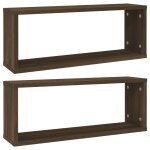 Vidaxl tagres murales cube 2 pcs chne marron bois d?ingnierie